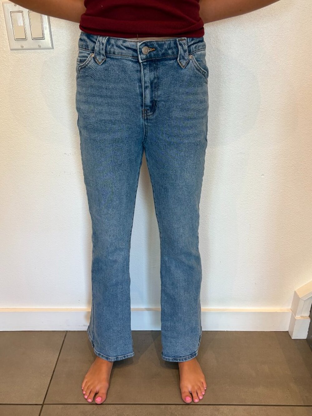 Tractr Girls Flare Jeans Size 12 Light Wash Stretch Denim